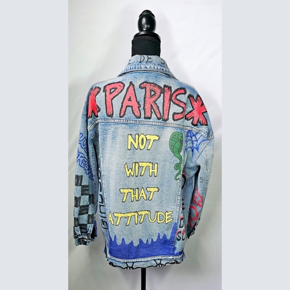 Small AKIRA Girls Club Graffiti Denim Jacket - Picture 3 of 7